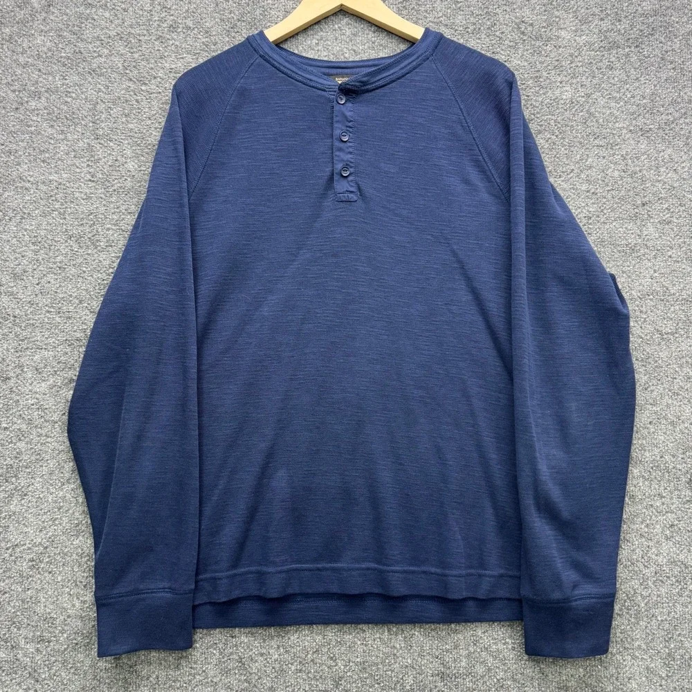 Banana Republic Double Knit Henley Mens XL Navy Long Sleeve Casual Shirt